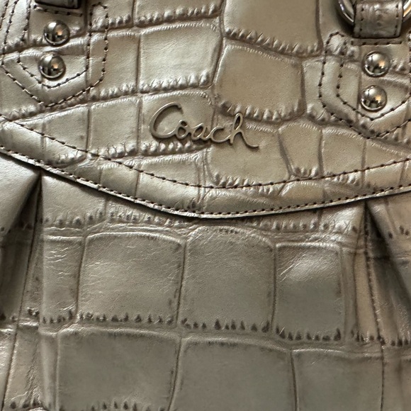 Coach Silver Croc-Embossed Women's Bag - Picture 3 of 13